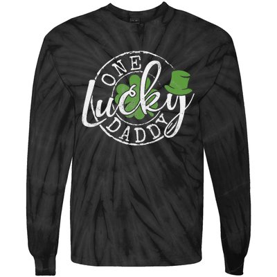 One Lucky Daddy Funny Father Irish Clovers St Patrick's Day Tie-Dye Long Sleeve Shirt