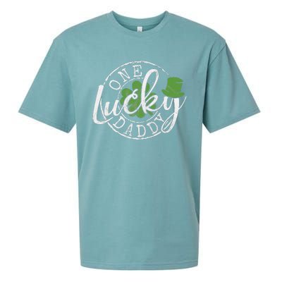 One Lucky Daddy Funny Father Irish Clovers St Patrick's Day Sueded Cloud Jersey T-Shirt