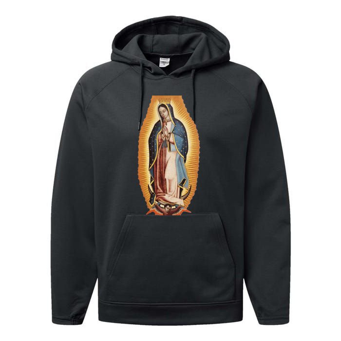 Our Lady De Guadalupe Mary Mother Of God Christian Catholics Rosary Performance Fleece Hoodie