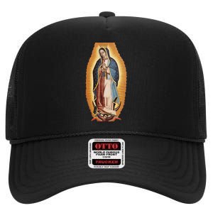 Our Lady De Guadalupe Mary Mother Of God Christian Catholics Rosary High Crown Mesh Back Trucker Hat