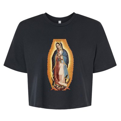 Our Lady De Guadalupe Mary Mother Of God Christian Catholics Rosary Bella+Canvas Jersey Crop Tee