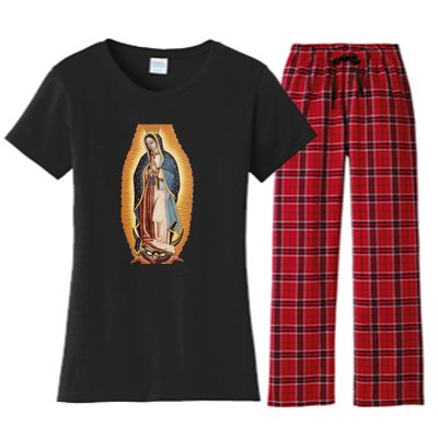 Our Lady De Guadalupe Mary Mother Of God Christian Catholics Rosary Women's Flannel Pajama Set