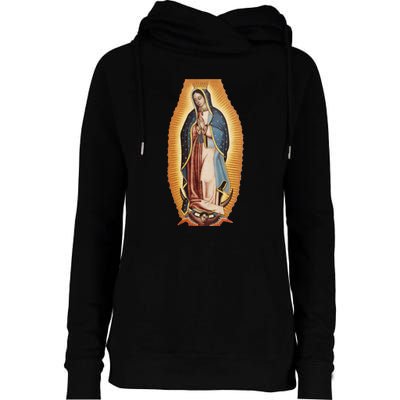 Our Lady De Guadalupe Mary Mother Of God Christian Catholics Rosary Womens Funnel Neck Pullover Hood