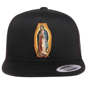 Our Lady De Guadalupe Mary Mother Of God Christian Catholics Rosary Flat Bill Trucker Hat