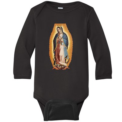 Our Lady De Guadalupe Mary Mother Of God Christian Catholics Rosary Baby Long Sleeve Bodysuit