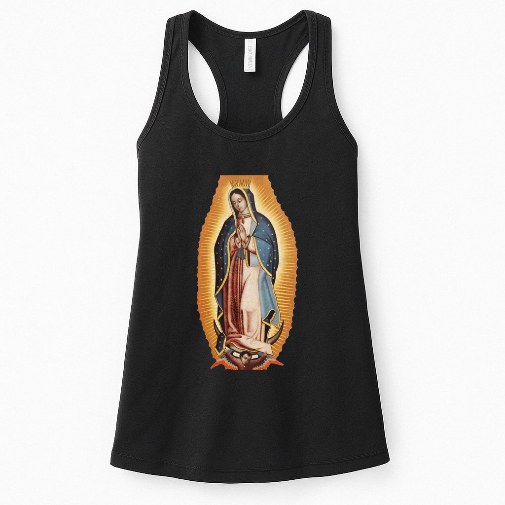 Our Lady De Guadalupe Mary Mother Of God Christian Catholics Rosary Womens Tank Top