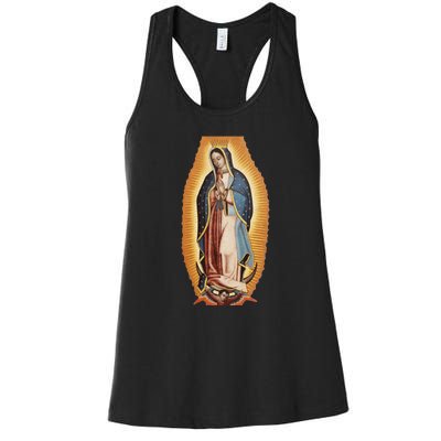 Our Lady De Guadalupe Mary Mother Of God Christian Catholics Rosary Women's Racerback Tank