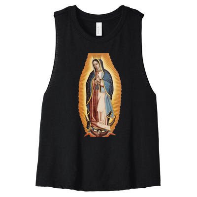 Our Lady De Guadalupe Mary Mother Of God Christian Catholics Rosary Women's Racerback Cropped Tank