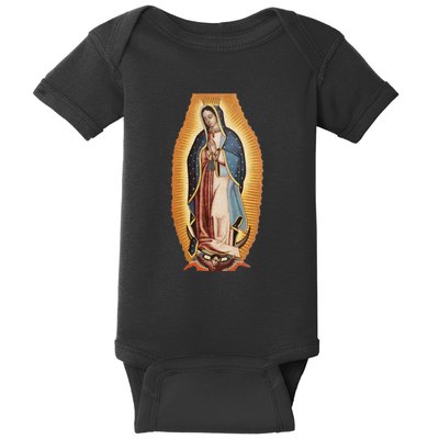 Our Lady De Guadalupe Mary Mother Of God Christian Catholics Rosary Baby Bodysuit
