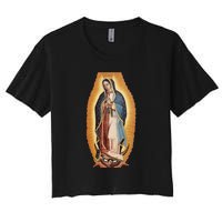 Our Lady De Guadalupe Mary Mother Of God Christian Catholics Rosary Women's Crop Top Tee