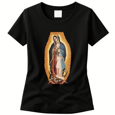 Our Lady De Guadalupe Mary Mother Of God Christian Catholics Rosary Womens T-Shirt