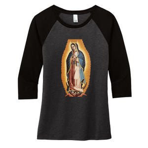 Our Lady De Guadalupe Mary Mother Of God Christian Catholics Rosary Women's Tri-Blend 3/4-Sleeve Raglan Shirt