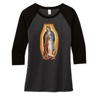 Our Lady De Guadalupe Mary Mother Of God Christian Catholics Rosary Women's Tri-Blend 3/4-Sleeve Raglan Shirt