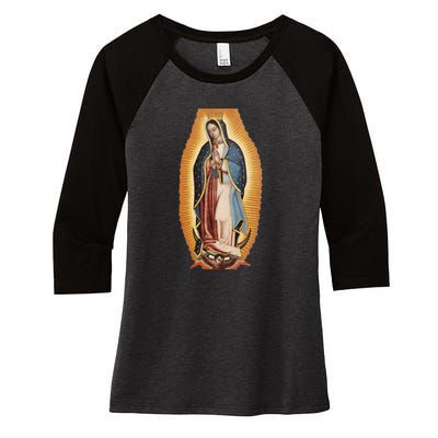 Our Lady De Guadalupe Mary Mother Of God Christian Catholics Rosary Women's Tri-Blend 3/4-Sleeve Raglan Shirt