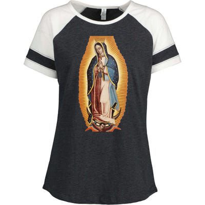 Our Lady De Guadalupe Mary Mother Of God Christian Catholics Rosary Enza Ladies Jersey Colorblock Tee