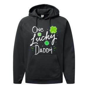 One Lucky Dad Matching St Patricks Day New Daddy Performance Fleece Hoodie