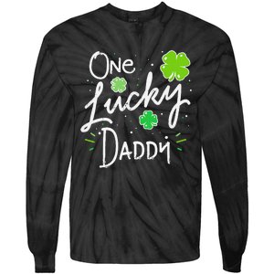 One Lucky Dad Matching St Patricks Day New Daddy Tie-Dye Long Sleeve Shirt