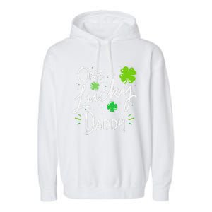 One Lucky Dad Matching St Patricks Day New Daddy Garment-Dyed Fleece Hoodie