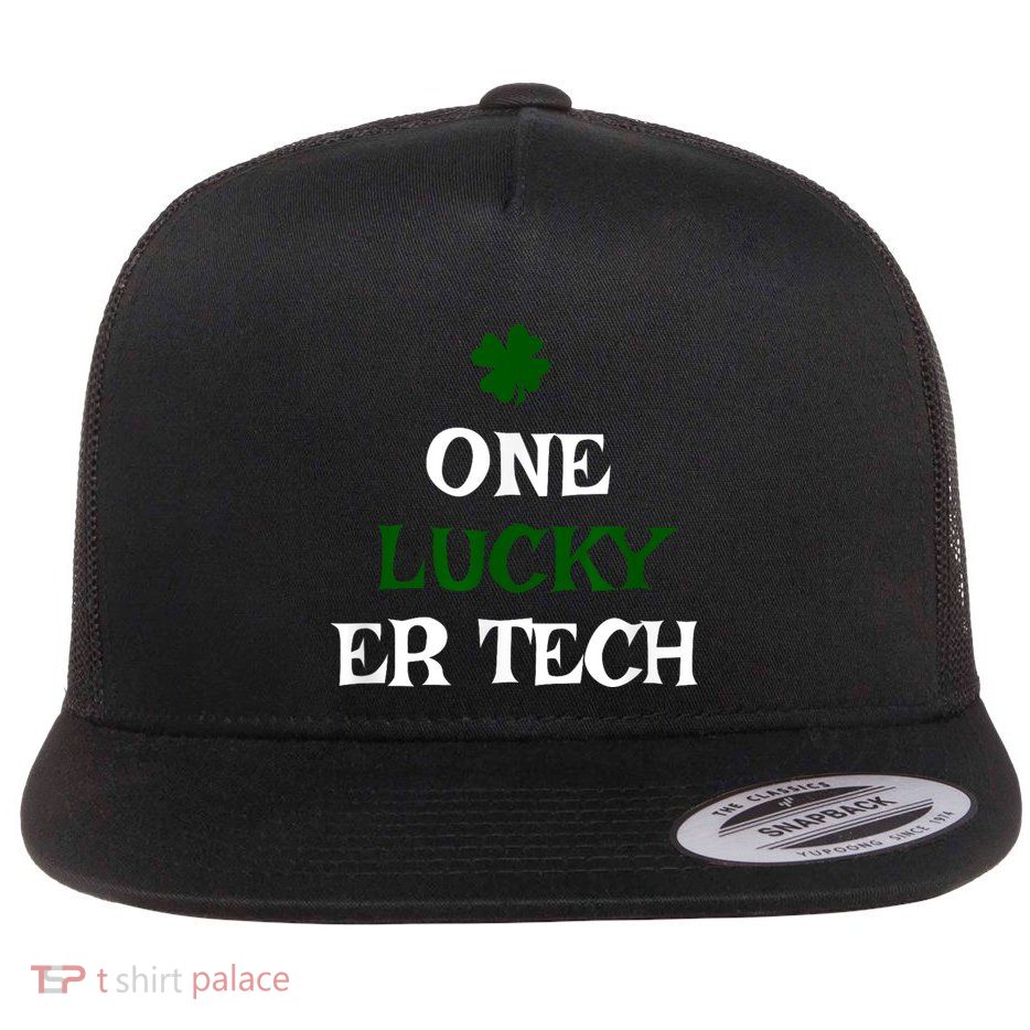 One Lucky Er Tech St. PatrickS Day Irish Flat Bill Trucker Hat