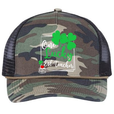 One Lucky Esl Teacher St Patricks Day Esl Teacher Gift Retro Rope Trucker Hat Cap