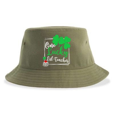 One Lucky Esl Teacher St Patricks Day Esl Teacher Gift Sustainable Bucket Hat