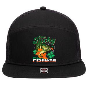 One Lucky Fisher Fisher Anglers St Patrick's Day Gift 7 Panel Mesh Trucker Snapback Hat