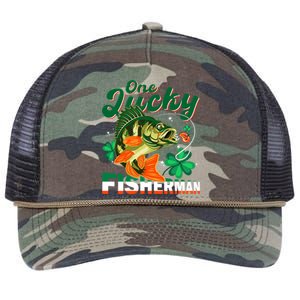 One Lucky Fisher Fisher Anglers St Patrick's Day Gift Retro Rope Trucker Hat Cap