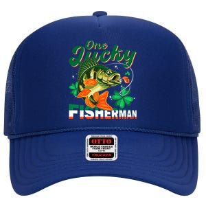 One Lucky Fisher Fisher Anglers St Patrick's Day Gift High Crown Mesh Back Trucker Hat