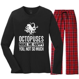 Octopus Lover Funny Octopus Quote Retro Women's Long Sleeve Flannel Pajama Set 