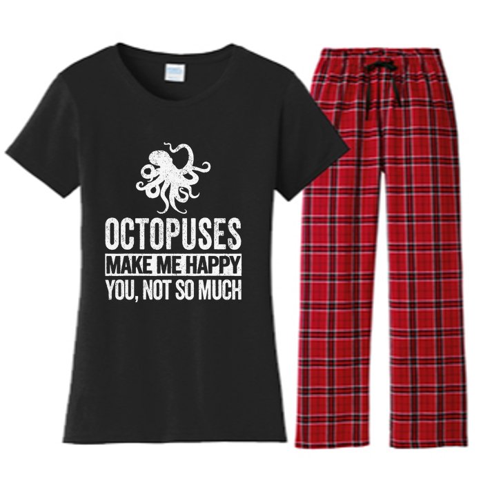 Octopus Lover Funny Octopus Quote Retro Women's Flannel Pajama Set