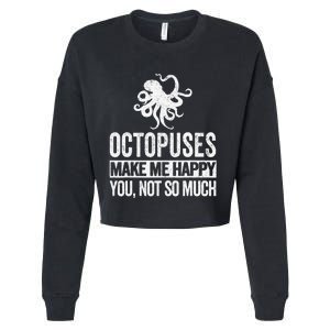 Octopus Lover Funny Octopus Quote Retro Cropped Pullover Crew