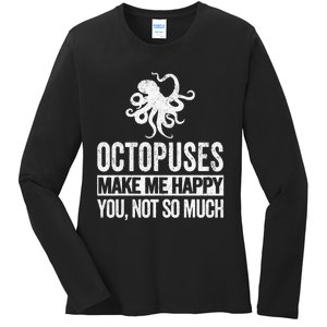 Octopus Lover Funny Octopus Quote Retro Ladies Long Sleeve Shirt