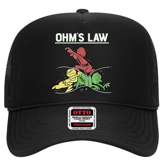 Ohms Law Funny Shirt.Electrical Electronics Engineer Funny T TShirt High Crown Mesh Back Trucker Hat