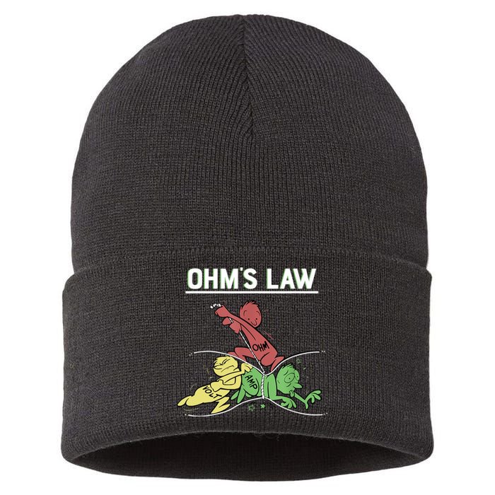 Ohms Law Funny Shirt.Electrical Electronics Engineer Funny T TShirt Sustainable Knit Beanie