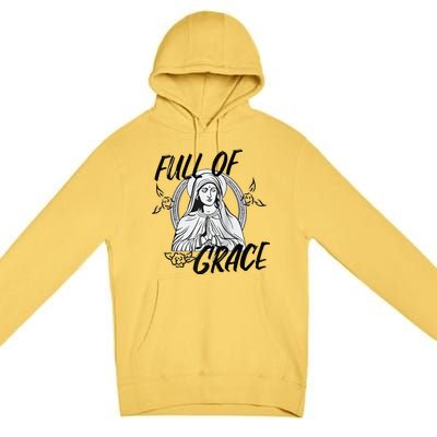 Our Lady Full Of Grace Design Raglan Baseball Premium Pullover Hoodie