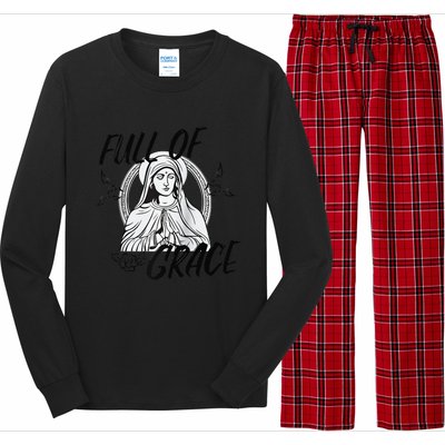 Our Lady Full Of Grace Design Raglan Baseball Long Sleeve Pajama Set