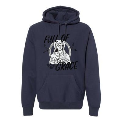 Our Lady Full Of Grace Design Raglan Baseball Premium Hoodie