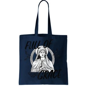 Our Lady Full Of Grace Design Raglan Baseball Tote Bag