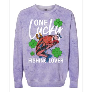 One Lucky Fishing Lover Funny Saint Patricks Day Graphic Gift Colorblast Crewneck Sweatshirt