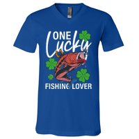 One Lucky Fishing Lover Funny Saint Patricks Day Graphic Gift V-Neck T-Shirt