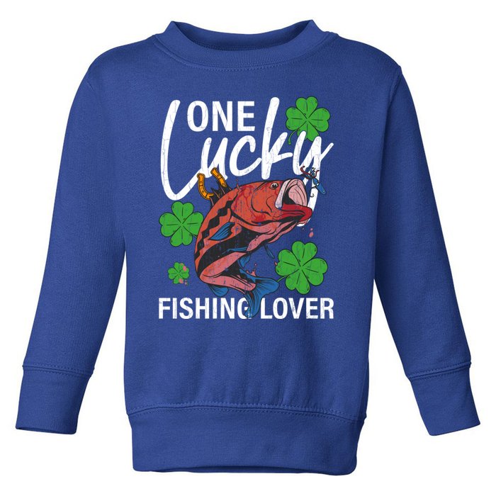 One Lucky Fishing Lover Funny Saint Patricks Day Graphic Gift Toddler Sweatshirt