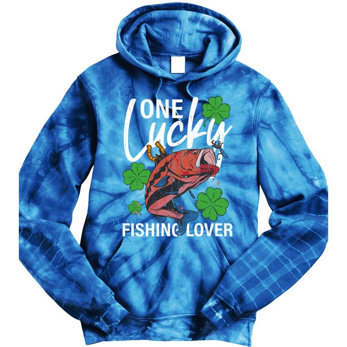 One Lucky Fishing Lover Funny Saint Patricks Day Graphic Gift Tie Dye Hoodie