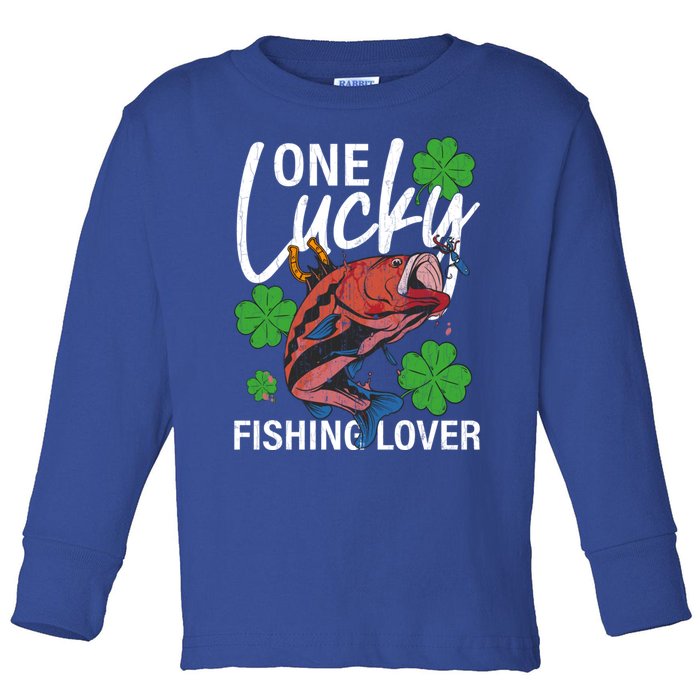 One Lucky Fishing Lover Funny Saint Patricks Day Graphic Gift Toddler Long Sleeve Shirt