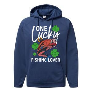 One Lucky Fishing Lover Funny Saint Patricks Day Graphic Gift Performance Fleece Hoodie