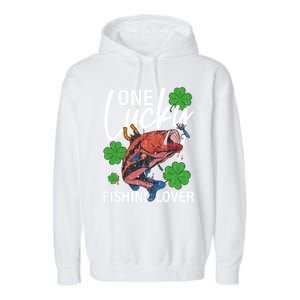 One Lucky Fishing Lover Funny Saint Patricks Day Graphic Gift Garment-Dyed Fleece Hoodie