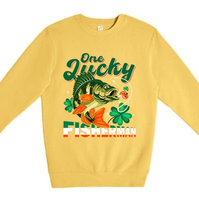 One Lucky Fisher Fisher Anglers St Patrick's Day Gift Premium Crewneck Sweatshirt