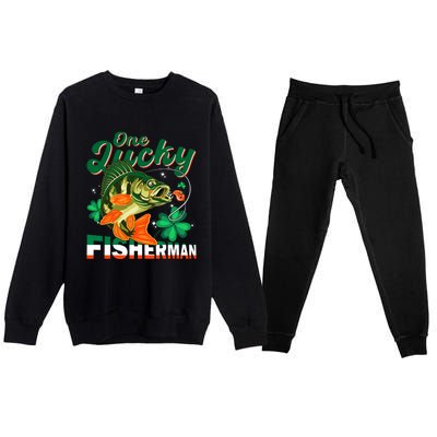 One Lucky Fisher Fisher Anglers St Patrick's Day Gift Premium Crewneck Sweatsuit Set