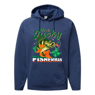 One Lucky Fisher Fisher Anglers St Patrick's Day Gift Performance Fleece Hoodie