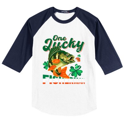 One Lucky Fisher Fisher Anglers St Patrick's Day Gift Baseball Sleeve Shirt