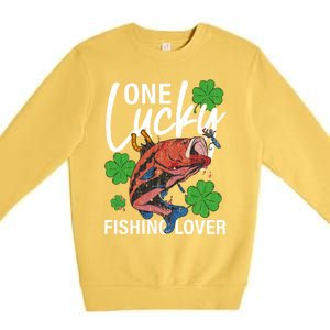 One Lucky Fishing Lover Funny Saint Patricks Day Graphic Gift Premium Crewneck Sweatshirt